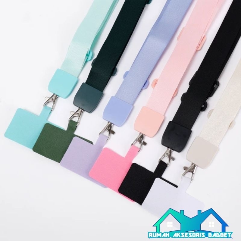 (Crossbody Tebal Full Nilon) Tali gantungan kalung Hp lanyard strap id nama kunci bisa panjang pendek Korea k-pop