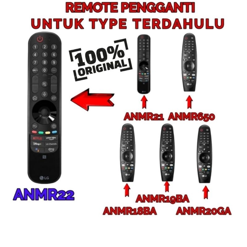 REMOTE MAGIC LG SMART TV ANMR20GA  TYPE LM, UM, LN, UN, NANO, E,C, W Original