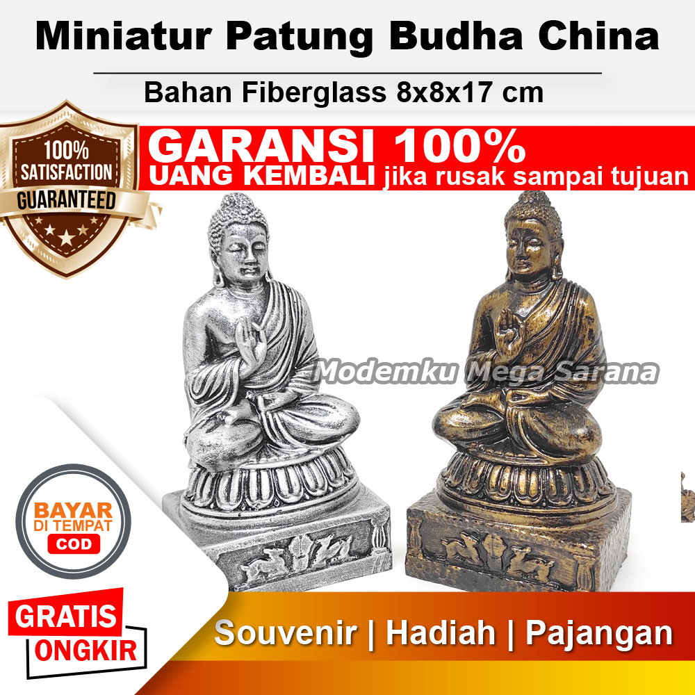 Pajangan Miniatur Patung Budha China Duduk T17 Fiberglass