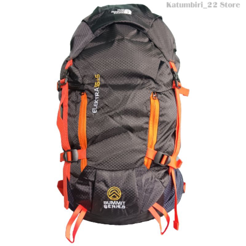 Tas Gunung Carrier TNF Elektra 60 Liter / Tas Punggung Backpack Ransel Warna Hitam Tali Orange