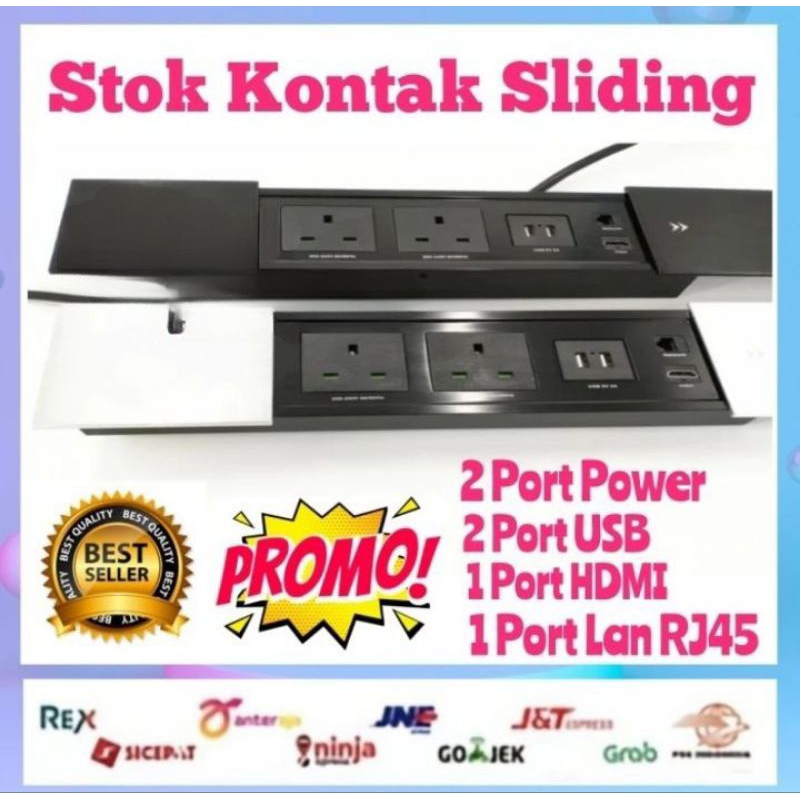 STOP KONTAK SILIDING 2 POWER + 2 USB CHARGER + HDMI+ DATA