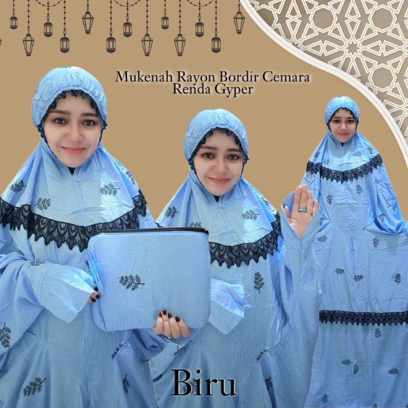 MUKENA RAYON BORDIR CEMARA RENDA GYPER TERUSAN