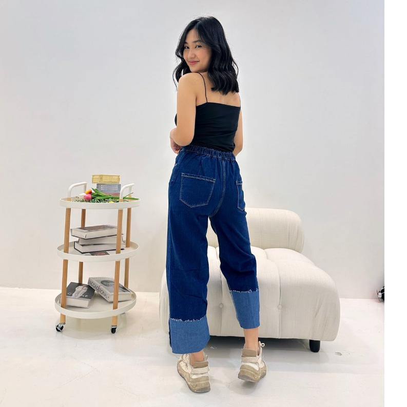 CELANA JEANS WANITA UKURAN NORMAL &amp; JUMBO BF DITTO JEANS PINGGANG BELAKANG KARET ANTI BEGAH