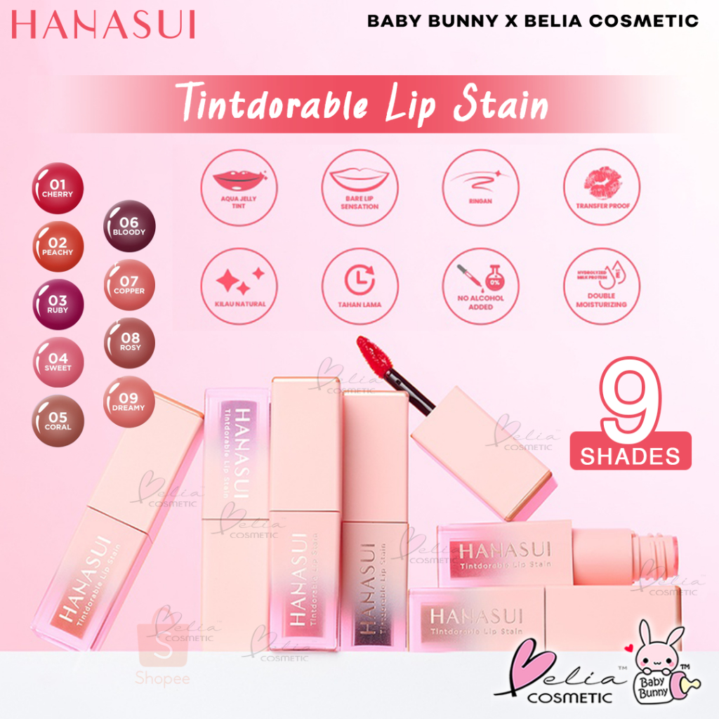 ❤ BELIA ❤ HANASUI Tintdorable Lip Stain | Lip Tint | Liptint Lipstick Kosmetik Bibir Aqua Jelly Tint Transferproof