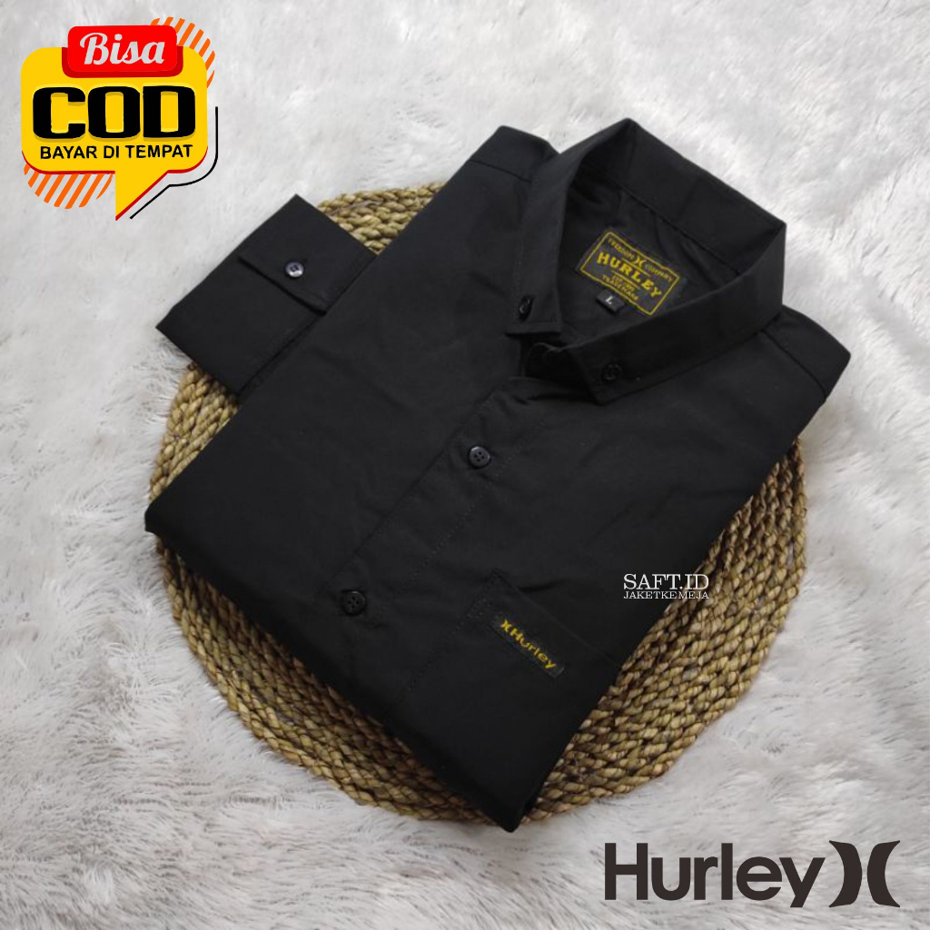 Baju Kemeja Pria Kasual Polos Hitam slimfit Putih Lengan Panjang /hem baju pria/ kemeja cowok / kemeja hitam