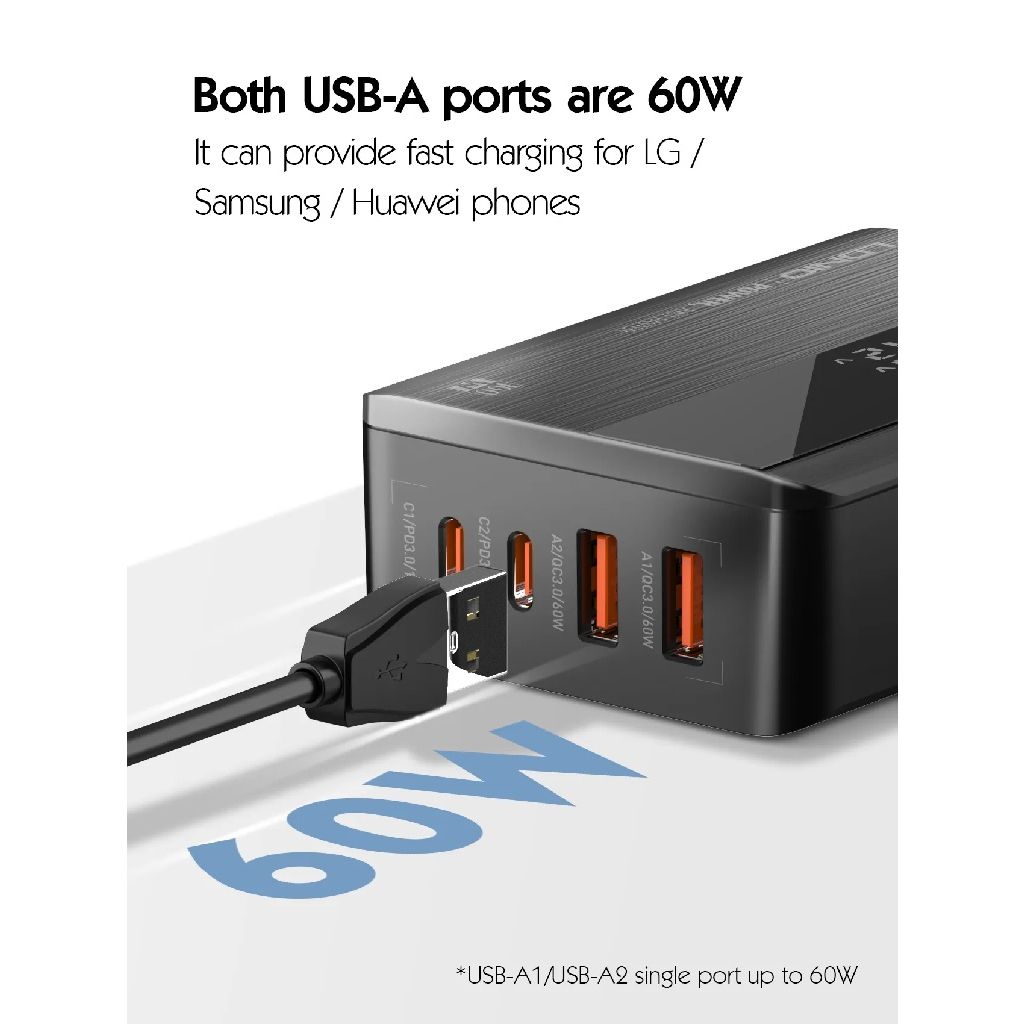 LDNIO A4809C - Super Charging Desktop Charger 4 Port - GaN 100W PD - Charger Multiport USB 100W (MAX)