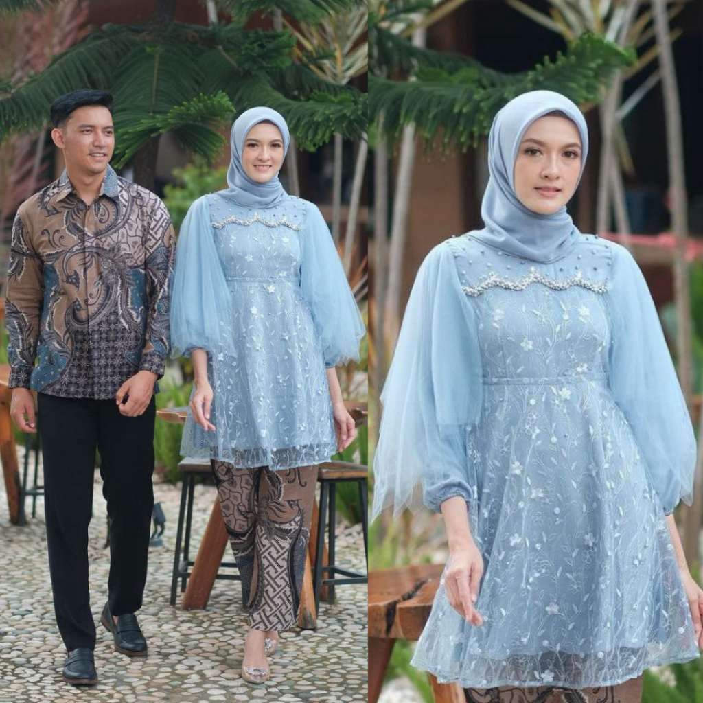 SET KEBAYA BATIK LUNA TUNIK SERIES MODERN  LATTE LILAC KEKINIAN TERBARU NUDE MOCCA OUTFIT WISUDA BAJ