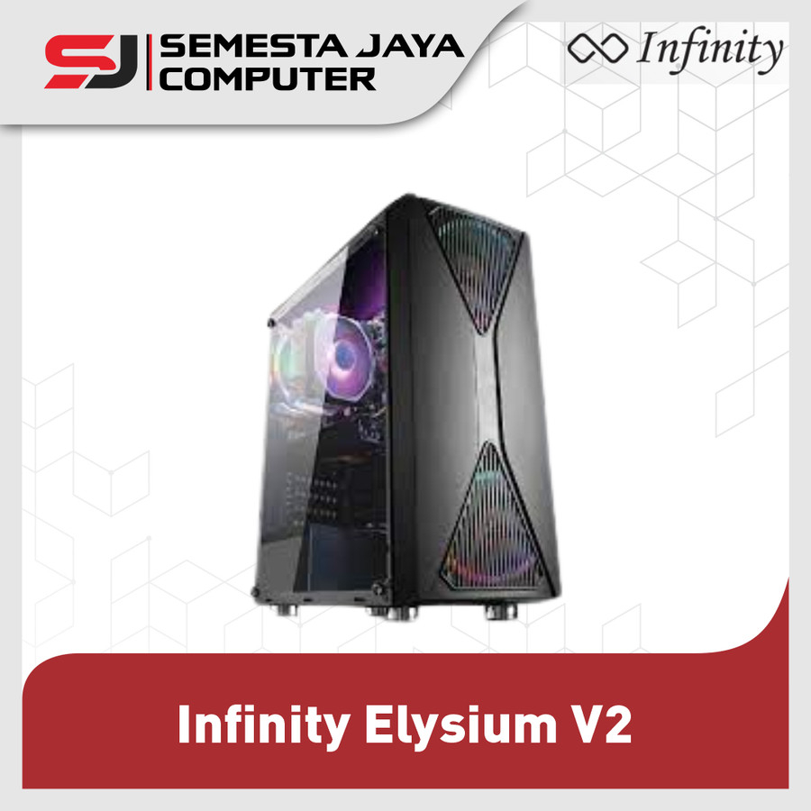 Gaming Case Infinity Elysium V2 Non Fan Casing Komputer Tempered