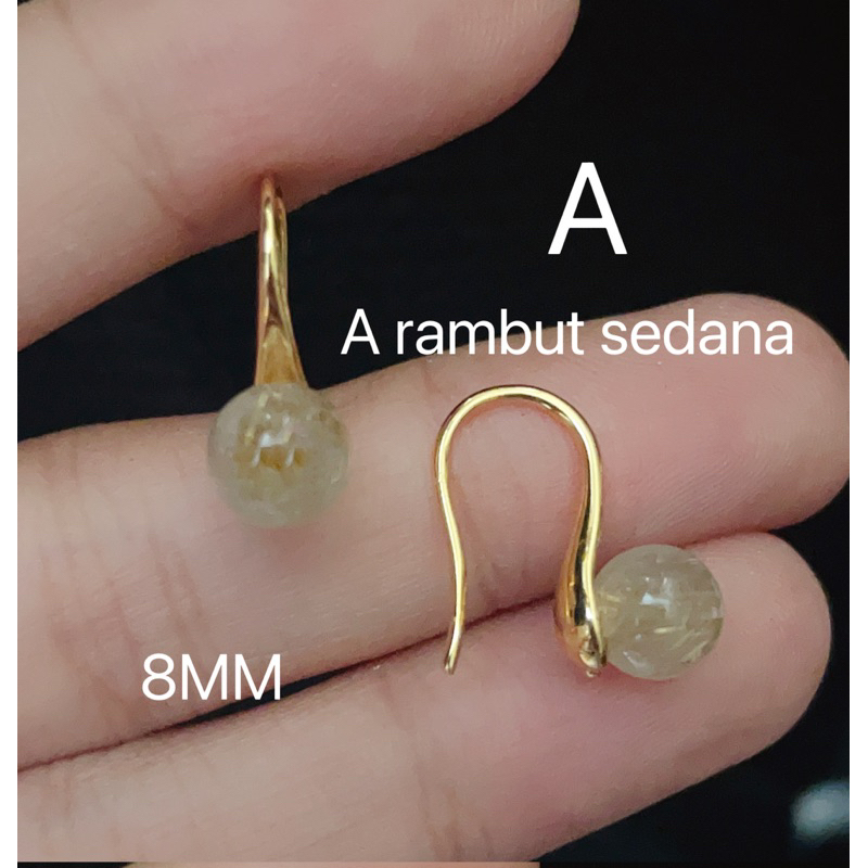 Promo anting batu rambut sedana dan giok lapis emas awet