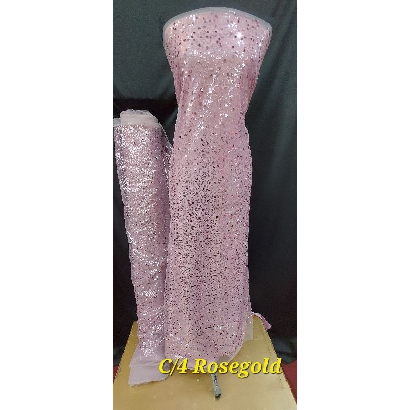 TULLE SPARKLING SEQUIN BIG AND SMALL SPANGLE WITH PEARL*HARGA 1METER