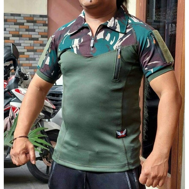 Kaos Wangki BDU pria loreng TNI Full Scuba, Baju Atasan Pria Wangki Lengan pendek TNI AD AU AL, T-Sh