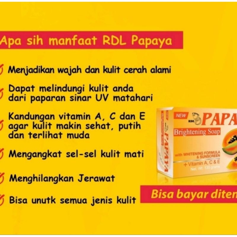 SABUN PEPAYA RDL 135GR 100% ORIGINAL ASLI [BPOM] Sabun Pepaya Asli Ori