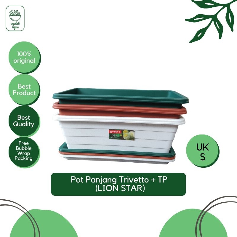 pot bunga panjang Trivetto + Tatakan Pot UK S LION STAR