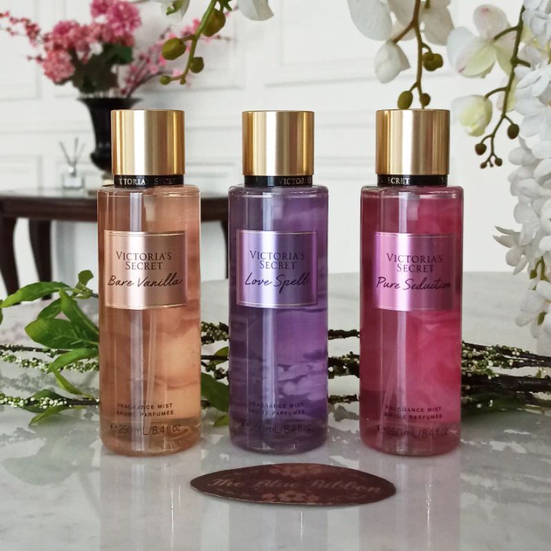 NEW PACKAGING VICTORIA SECRET SIGNATURE BODY MIST ( BARE VANILLA , LOVE SPELL , PURE SEDUCTION , MIDNIGHT BLOOM)