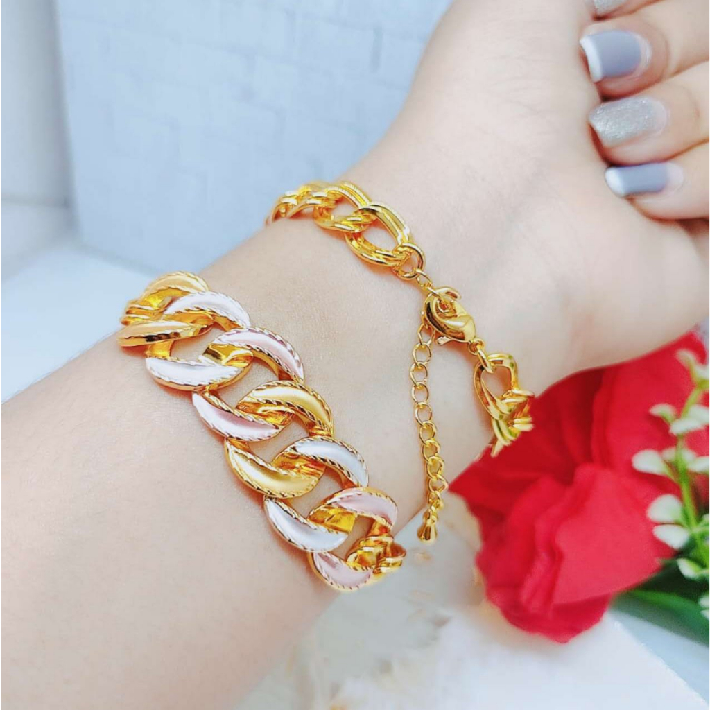 Gelang Xuping Rantai Kombinasi Lapis Emas Perhiasan Fashion R055