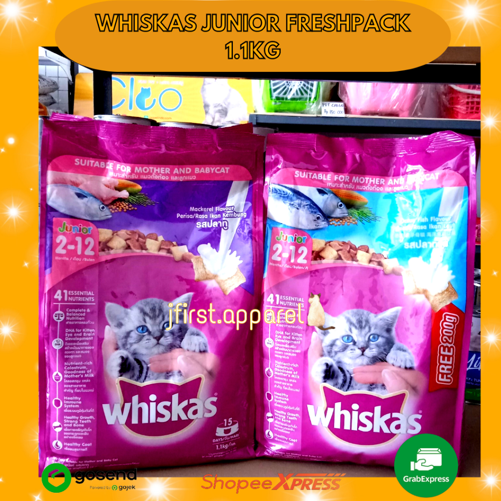 WHISKAS JUNIOR FRESHPACK 1.1KG | WHISKAS JUNIOR MACKEREL 1.1KG | WHISKAS JUNIOR OCEAN FISH 1.1KG | W