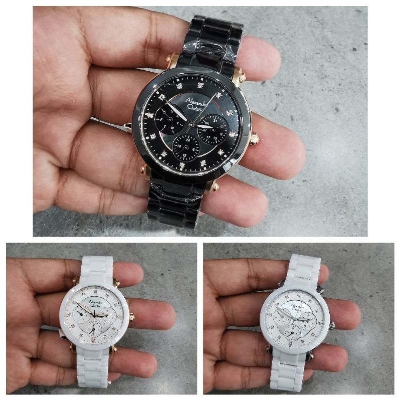 Alexandre Christie Keramik AC 2377 Jam Tangan Wanita Original