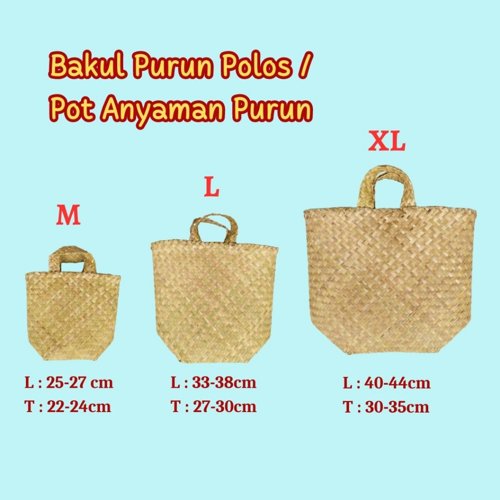 Bakul Purun Polos / Pot Anyaman Purun / Keranjang Anyam Pot Dekorasi Rumah Hiasan Pajangan Ruangan T