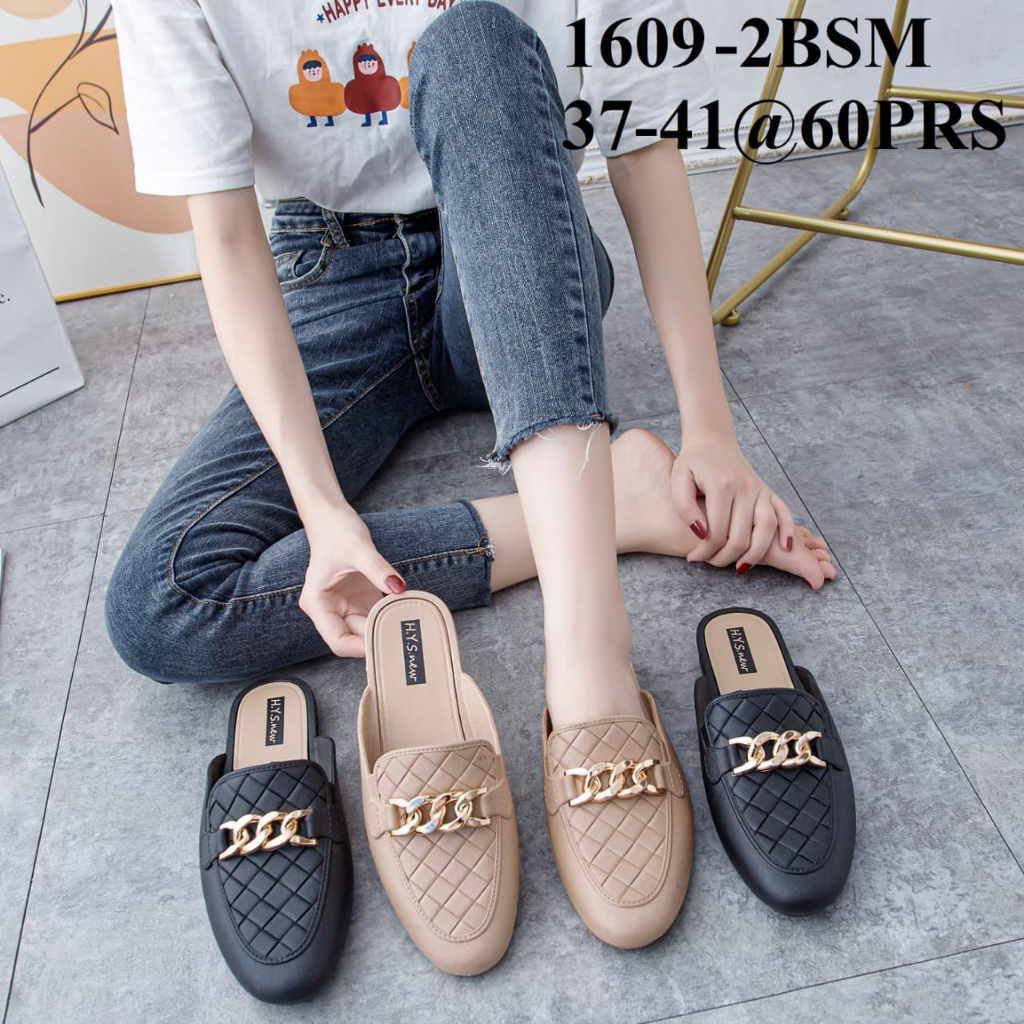 Sepatu Sendal Selop Jelly Laluna 1609-1/Aksesoris Rantai Slip onTeplek Karet