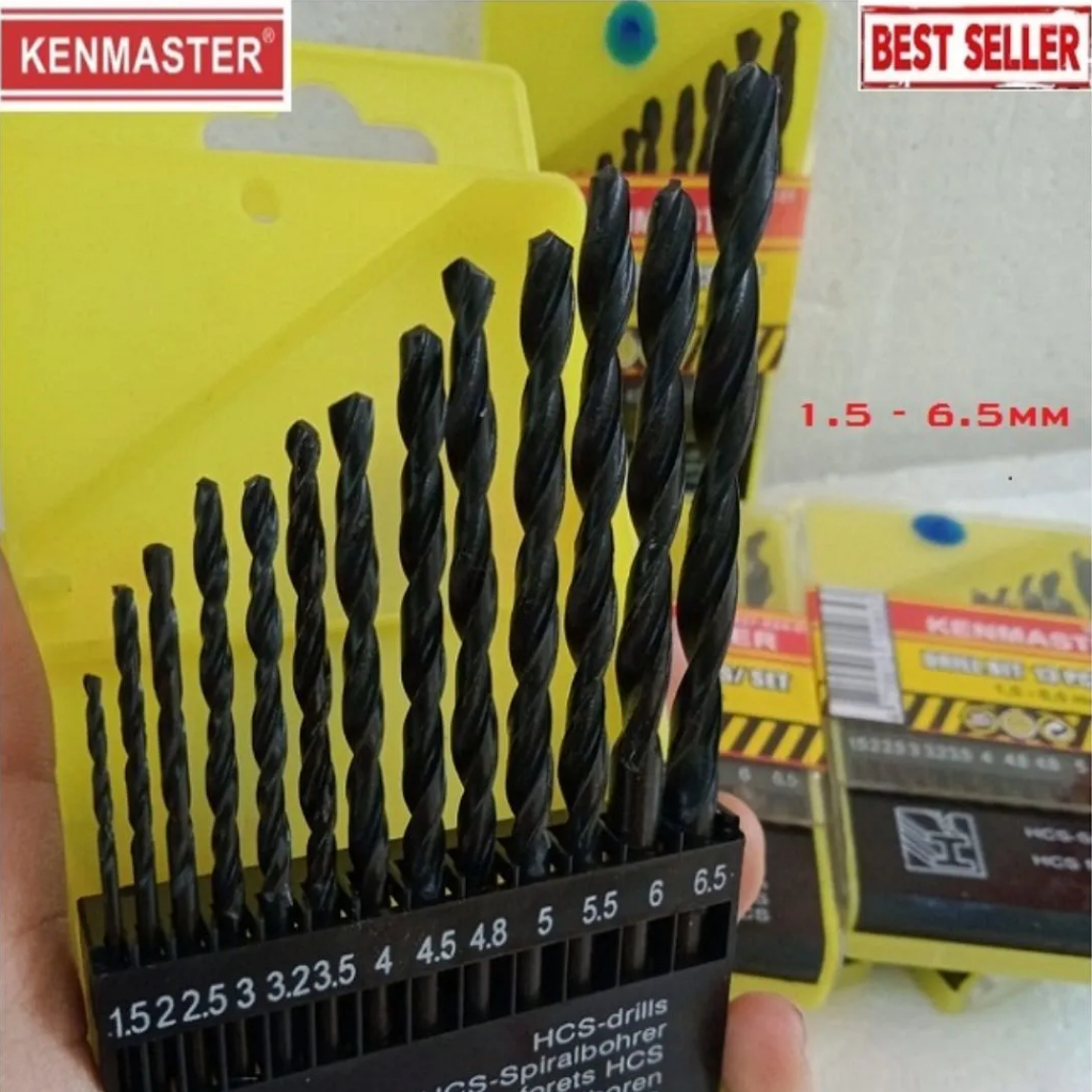 KENMASTER Mata Bor Besi Set 13 pcs HSS Original Drill Bit 1,5mm-6,5mm Murah ART