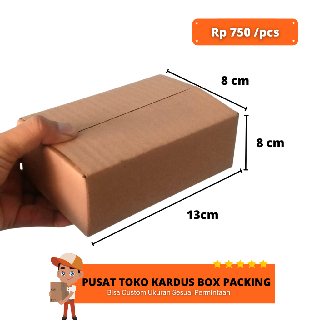 

Kardus Box Packing Jualan Onlineshop Single wall Ukuran 13 x 8 x 8 cm