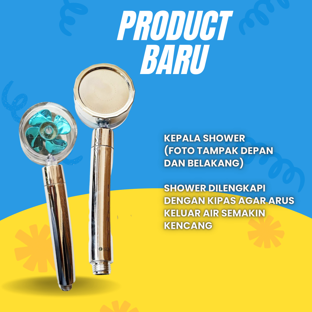 KRAN SHOWER TURBO FAN SIAP PAKAI SET LENGKAP DENGAN KRAN CABANG DENGAN KIPAS SET BIDAD MANDI SHOWER CANTIK