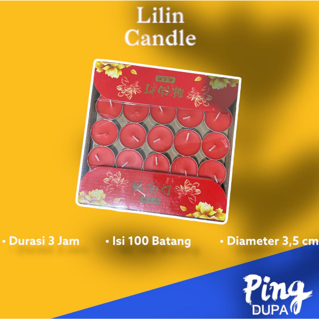 Lilin Tea Cup Candle Isi 100 Pcs Warna Merah