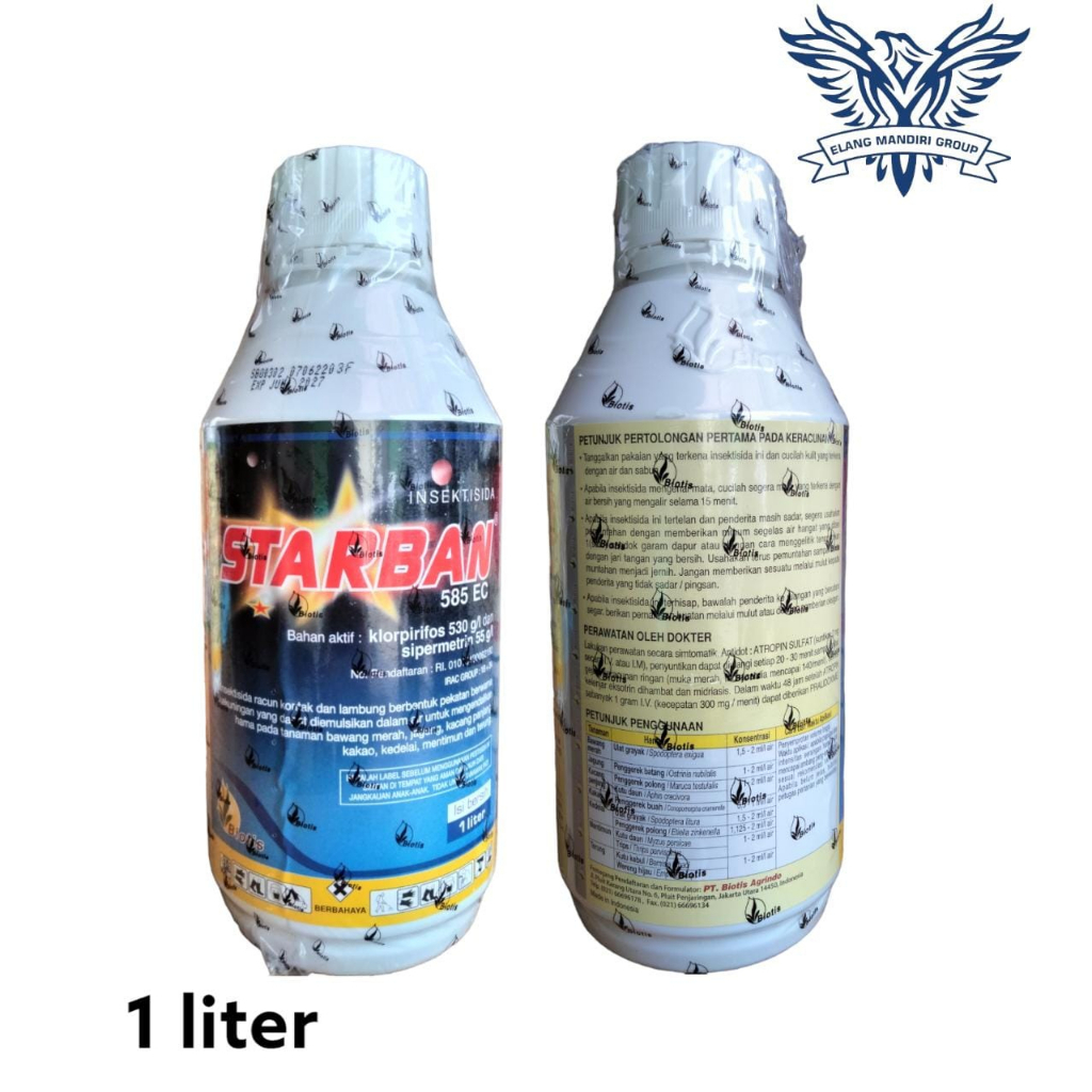 STARBAN 585 EC 1Liter INSEKTISIDA Klorpirifos 530g/l, sipermetrin 55g/l Basmi Hama Ulat Kutu Padi