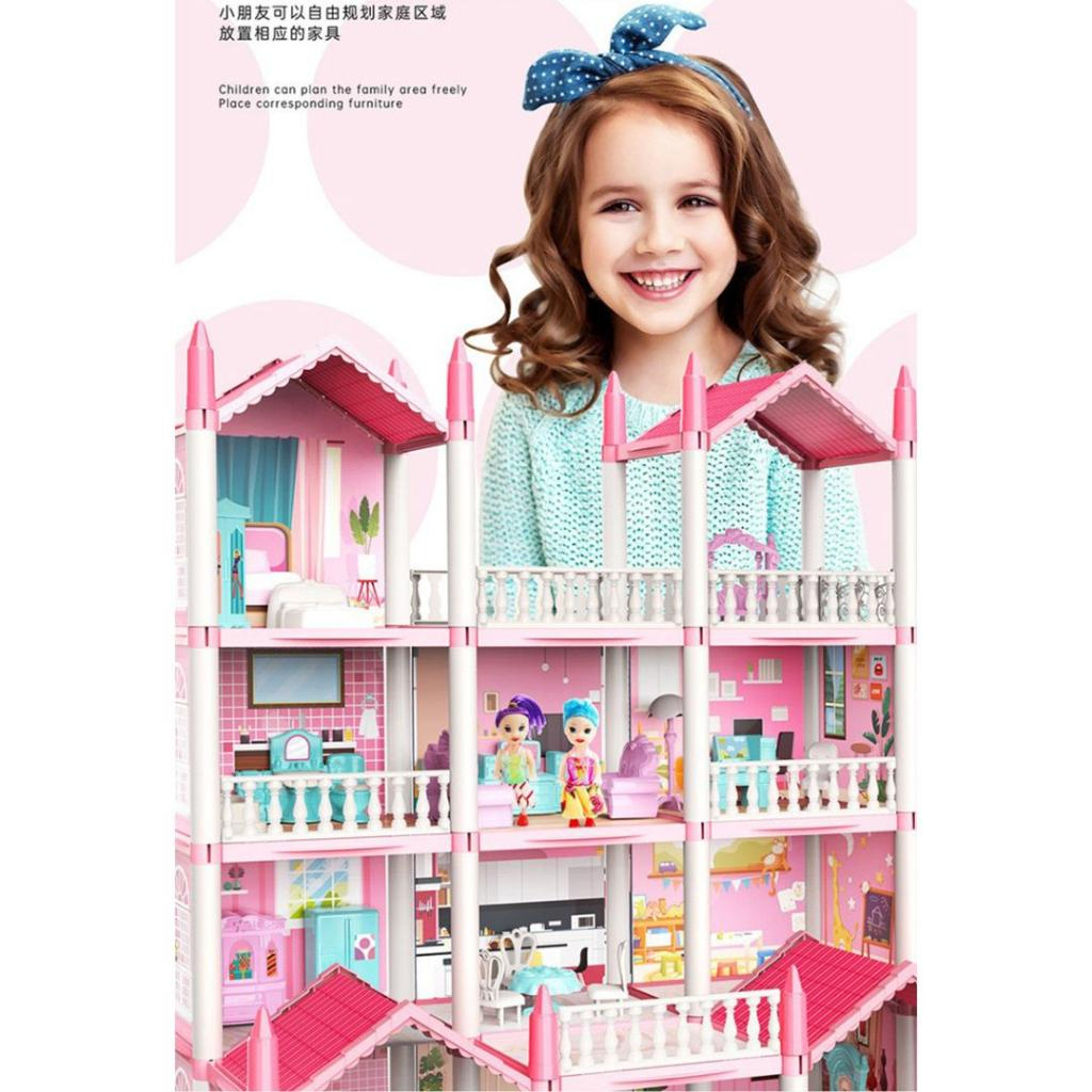 𝐆𝐨𝐨𝐝𝐬𝐂𝐨 Mainan Rumah Boneka Berlampu Mainan Dollhouse Princess Villa Mainan Rumah Rumahan