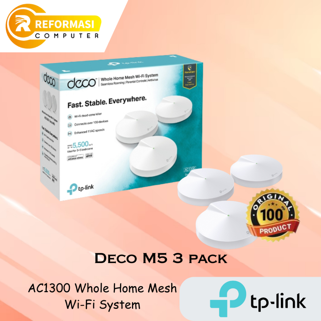 TP-Link DECO M5 AC1300 Whole Home Mesh Wi-Fi System (3-Pack) - DECO M5