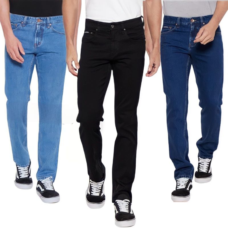 [PROMO] Celana Jeans Panjang Size 27-38 Pria  Standart Reguler/Celana Jeans Pria Standart Pinggang Kancing Bahan Denim 4 Warna TERMURAH