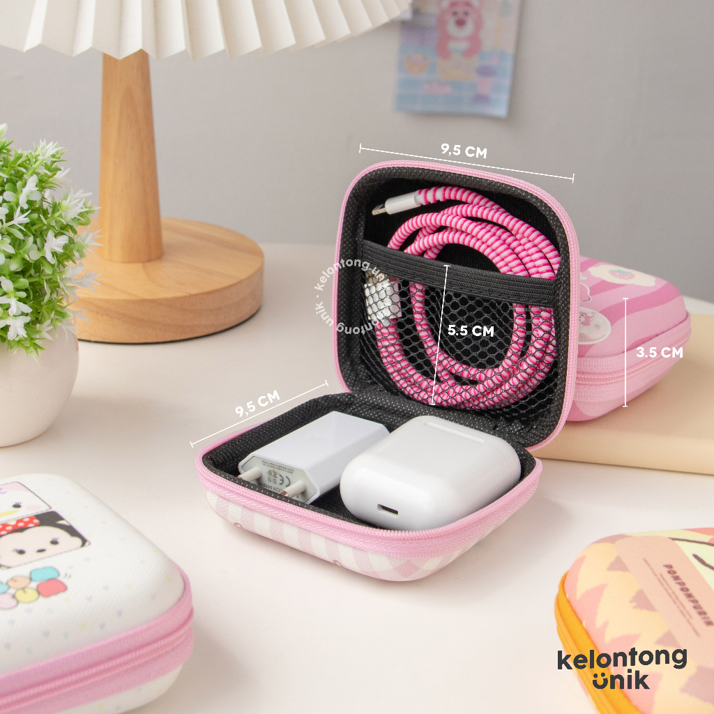 PRINTING PERSEGI - Dompet Headset Kartun/ Dompet Koin Karakter/ Dompet Kabel Charger