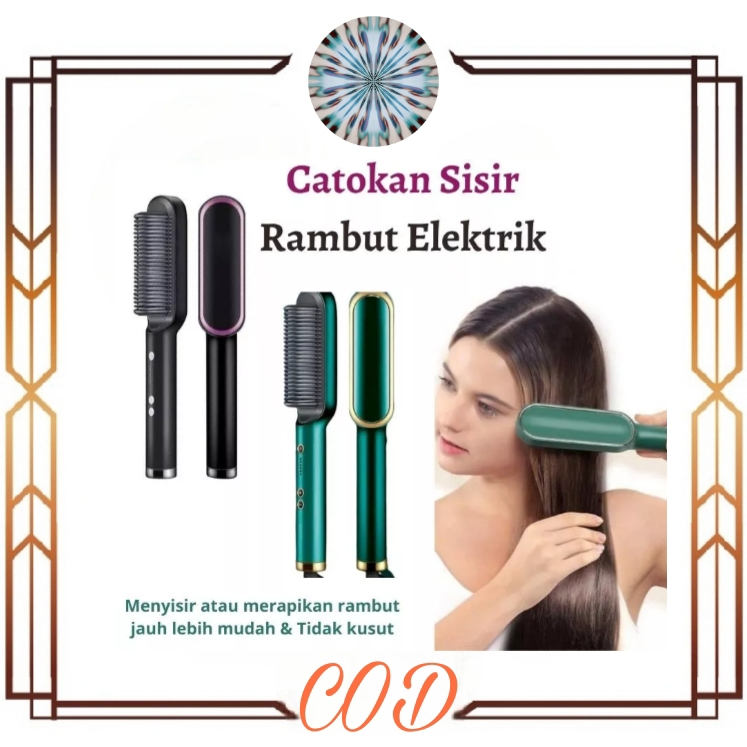 (COD) Catokan Sisir Pelurus Rambut Hair Straightener Curler 2 in 1