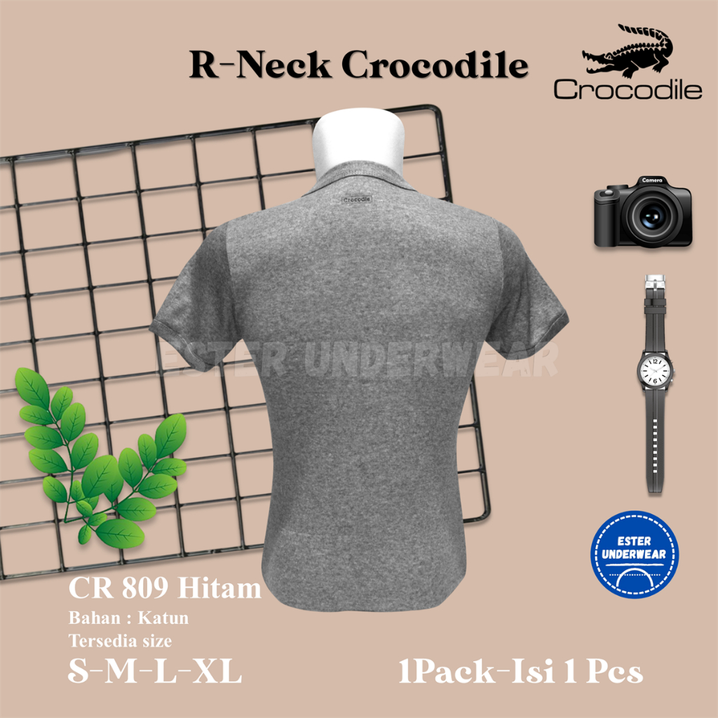 Kaos Dalam Pria CROCODILE O-NECK CR 816 GREY ISI 1PCS