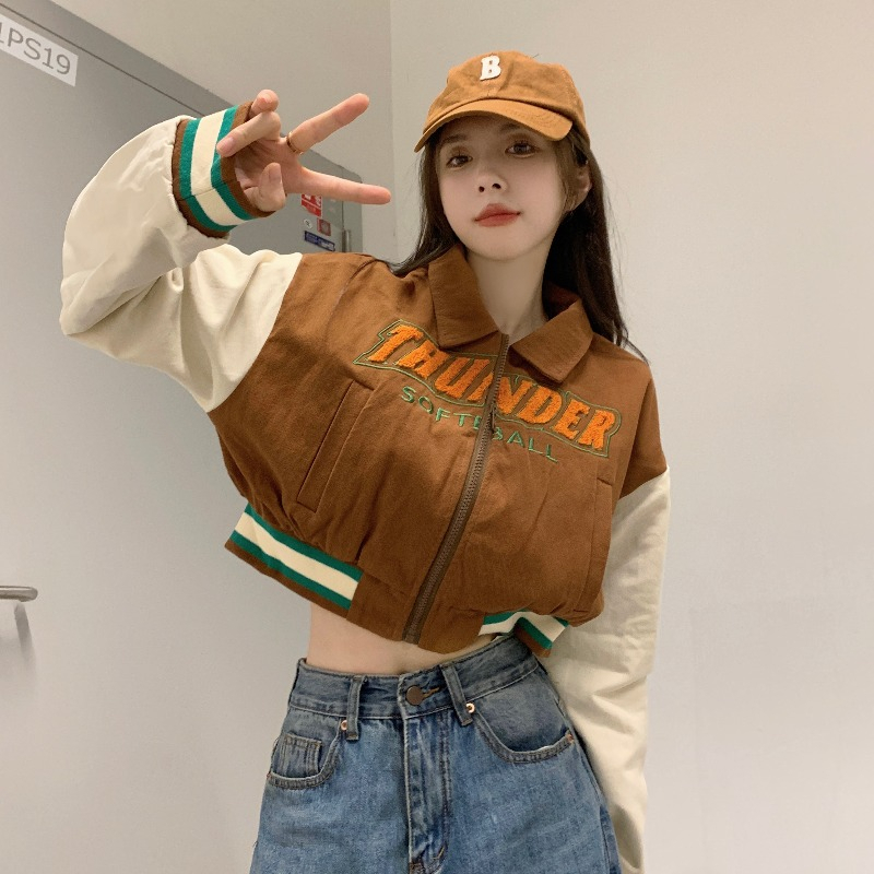 [2 warna] Korean Style Jaket Corduroy Wanita Terbaru Jacket Retro Outer Crop