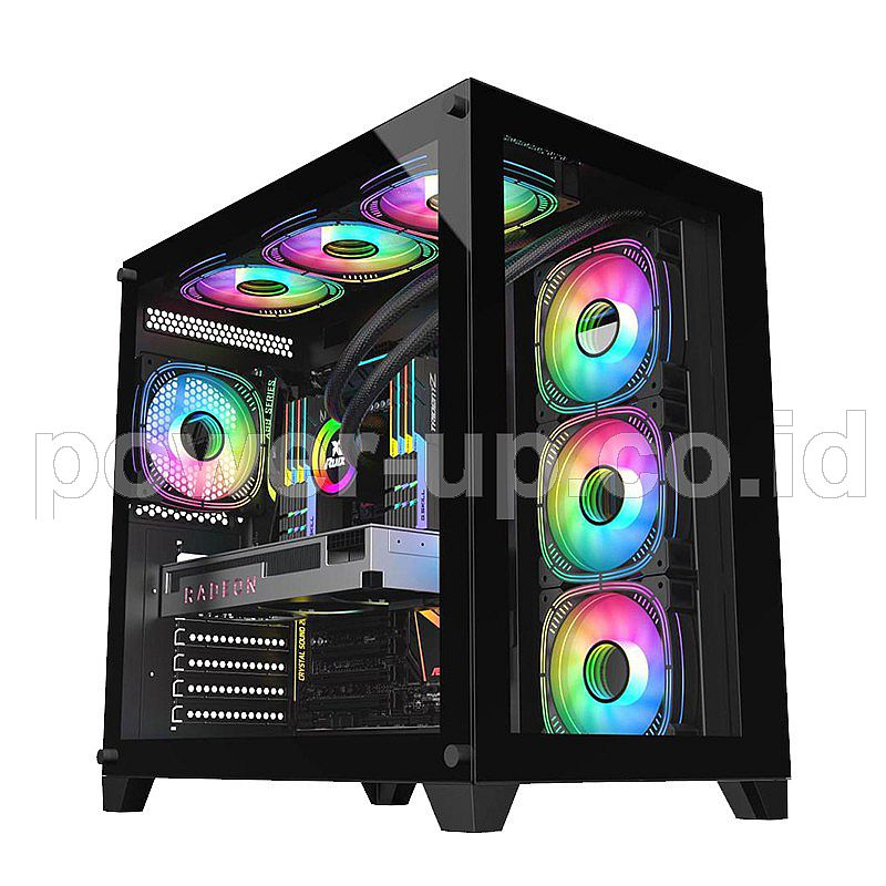 Casing Gaming Raptor ULTIMATE INCLUD 4 FAN ARGB FULL ATX-HITAM