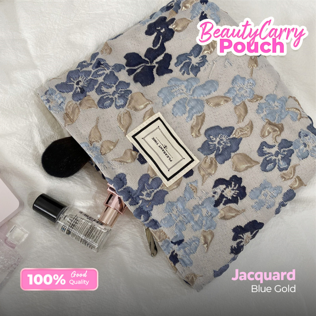 Secret Lashes Bluegold Pouch Make Up Aesthetic Tas Kosmetik Travel Besar Bag Wadah Bedak Tempat Make