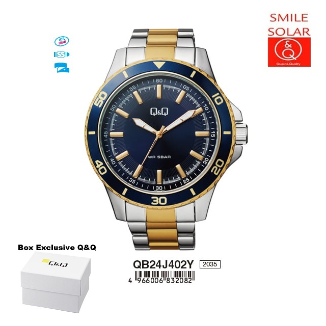 Jam Tangan Pria Casual Business Rantai Stainless Steel Analog Original Q&amp;Q QnQ QQ QB24 QB24J Series