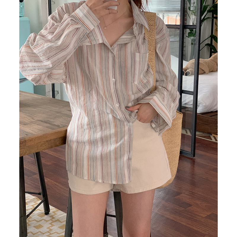 EUNII Korean Style Kemeja Wanita Shirt Terbaru Causual Import Loose Blouse Wanita