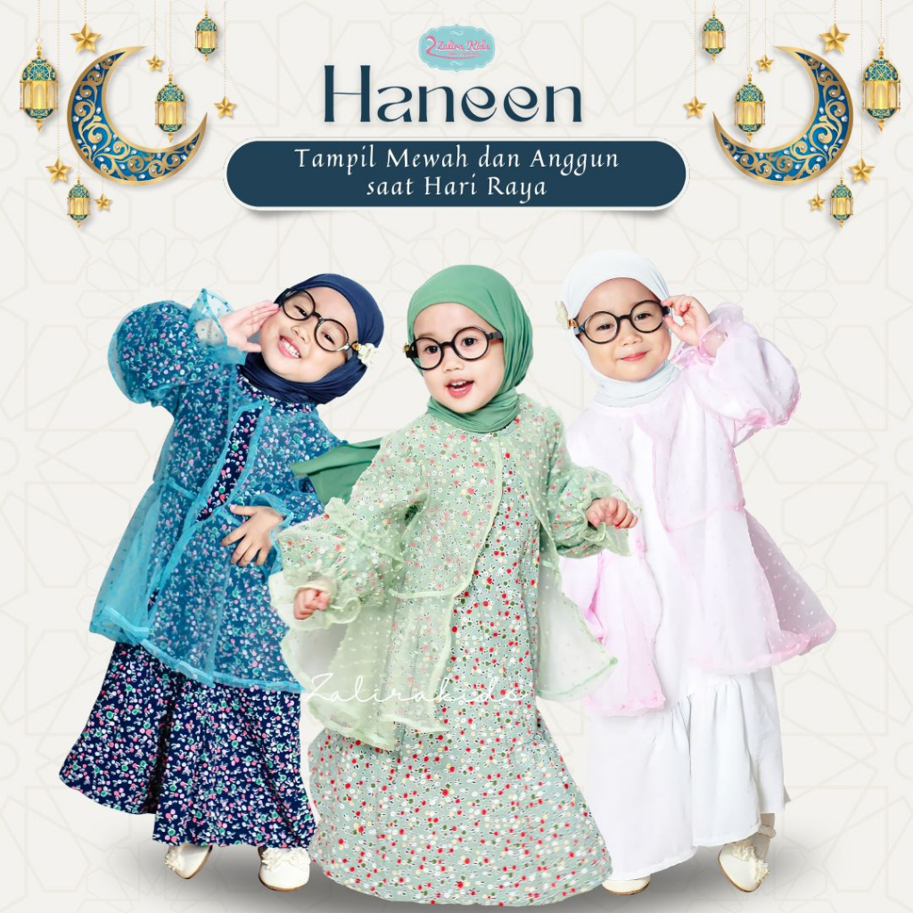 Baju Gamis anak perempuan Terbaru  SET JILBAB Original zalira Kids UMUR 7 BULAN-  7 TAHUN  paling Laris | Haneen Series