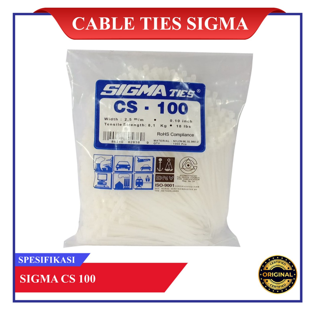 Kabel Ties/ Sigma Ties CS-100-Putih Isi 100Pcs