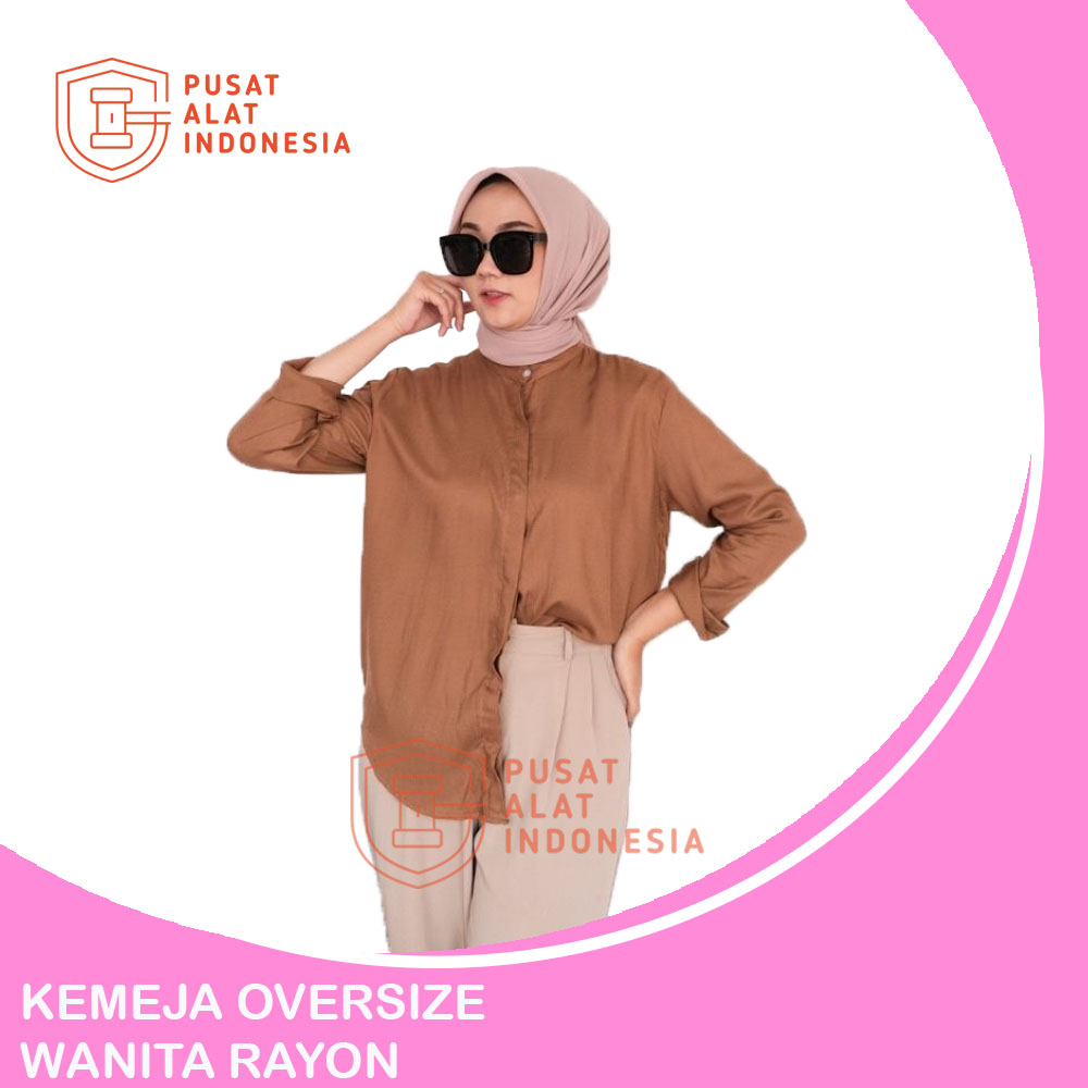 Kemeja Wanita Korean Style Polos Rayon Maudy Lengan Panjang Sr356