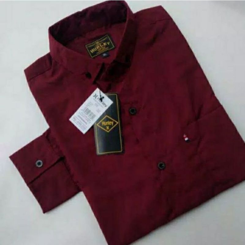 Kemeja panjang polos maroon