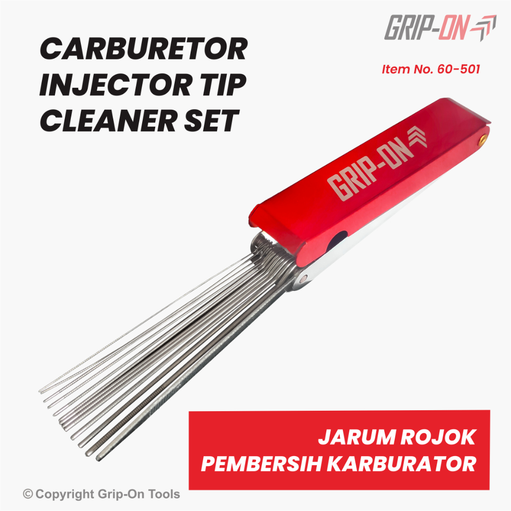 Grip-On Carburetor Injector Tip Cleaner Set Jarum Rojok Pembersih Saluran Halus Karburator Model Jarum