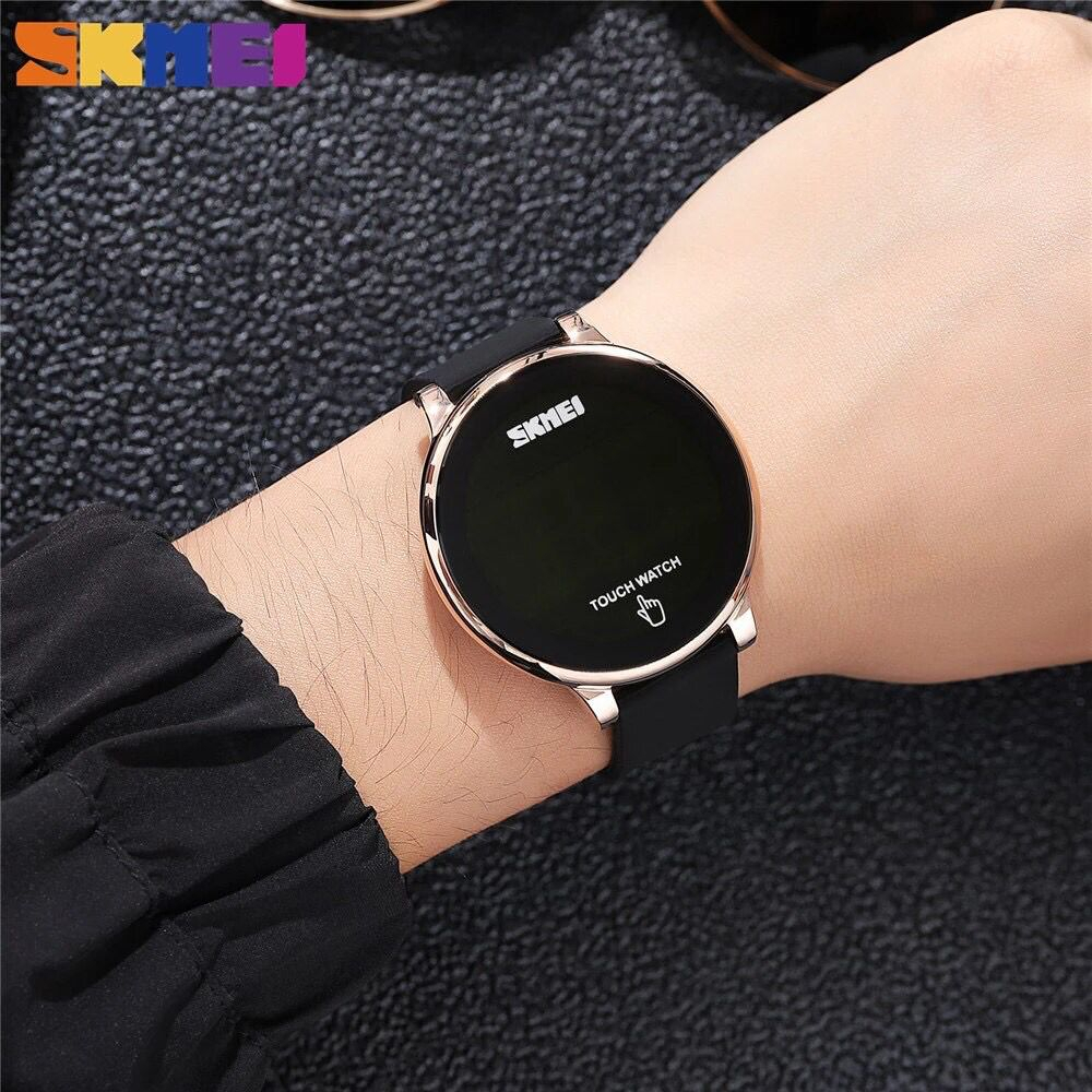 Jam Tangan Pria Wanita Digital Touch Screen LED Display Stap Rubber SKMEI 1842 HITAM FASHION KARET ANALOG QUARTZ MEWAH ELEGAN