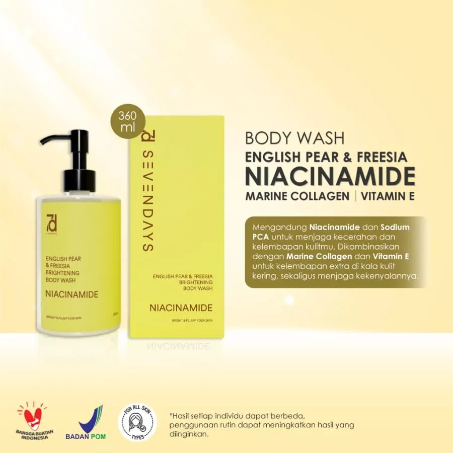 SEVENDAYS ENGLISH PEAR &amp; FREESIA BRIGHTENING BODY WASH NIACINAMIDE 360ML