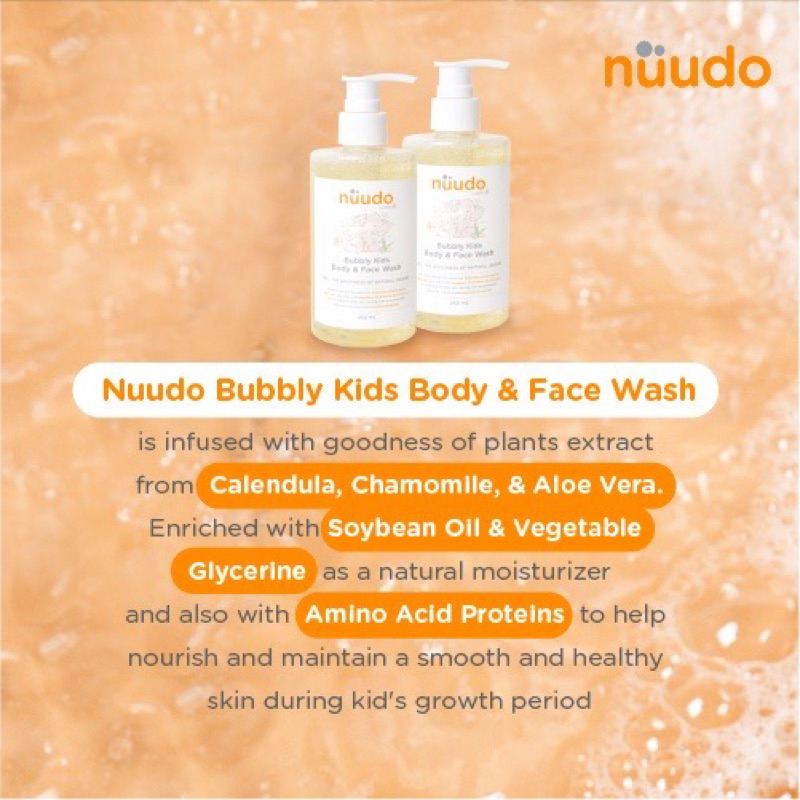 Nuudo Bubbly Kids Body &amp; Face Wash 250 ml Sabun Mandi Sabun Muka Anak