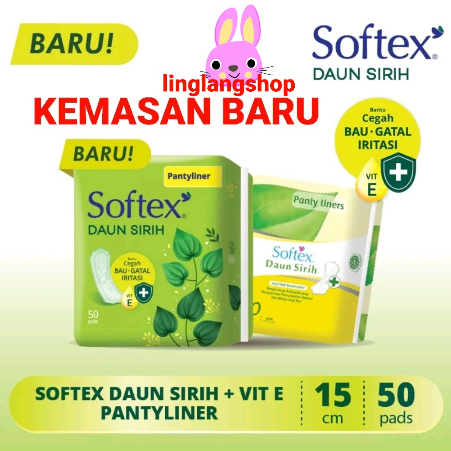 Softex kecil PANTYLINER untuk sehari-hari - keputihan 15cm isi 50 pads daun sirih pembalut wanita (no.154)