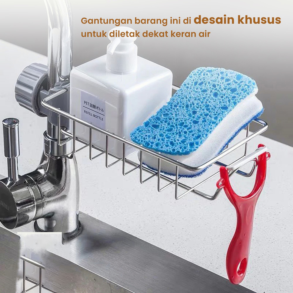 WTW11  Rak Gantungan Kran Wastafel Stainless Tempat Penyimpanan Sabun