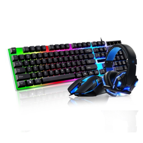 Keyboard gaming and mouse set+headset headphone gaming combo paket E-sports game/